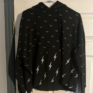 Long Sleeve Black “Shine” Hoodie with Lightning Bolts